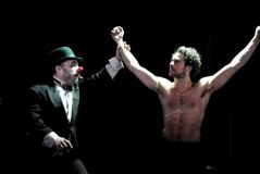 Alex Waldmann as Orlando and Nicolas Tennant as Touchstone in As You Like It. Photo by Keith Pattison